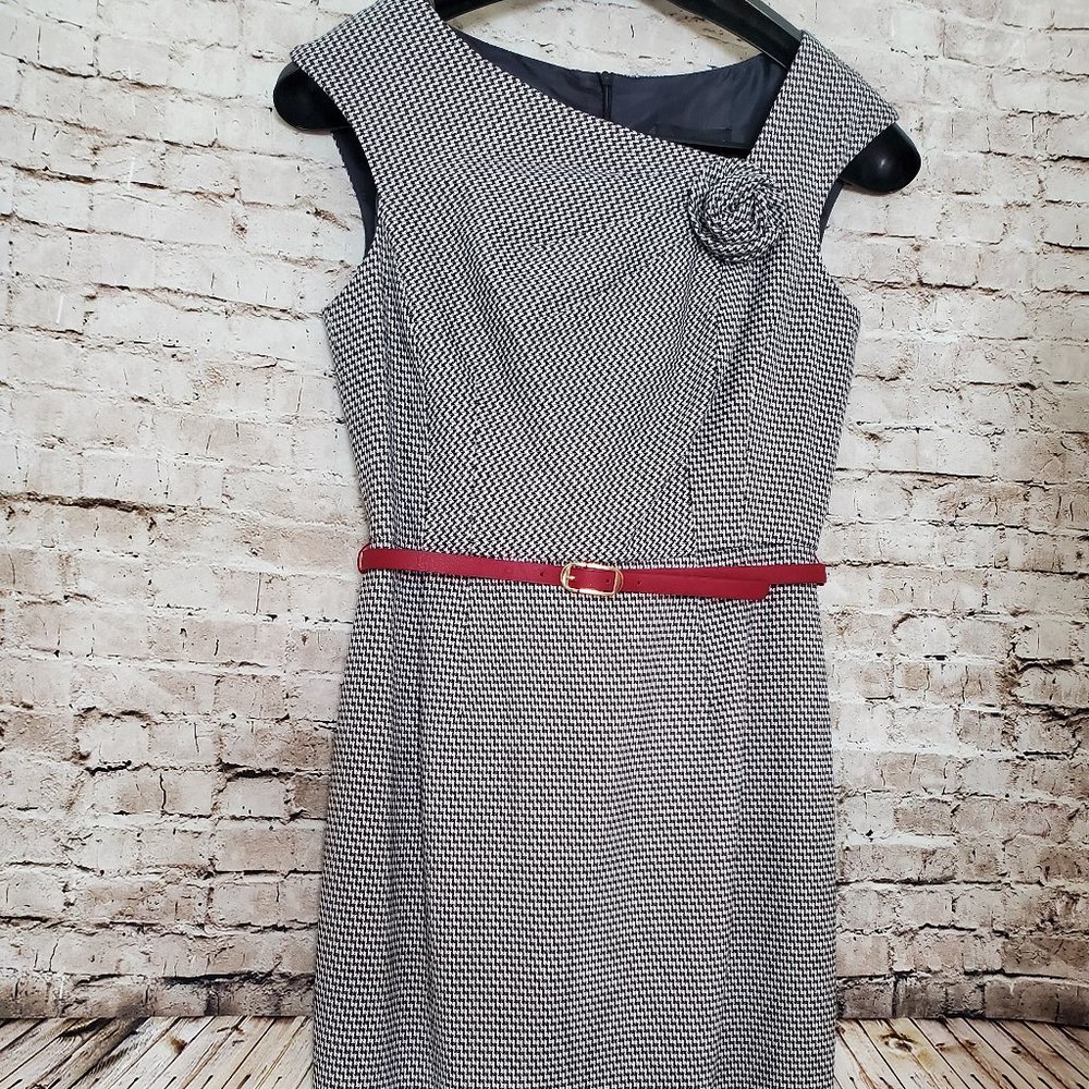 Connected Apparel Dress 10 Sleeveless Houndstooth A Line Sheath Fitted